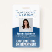 Werknemer Foto-ID streepjescode Logo Klassieke bla Badge (Voorkant)