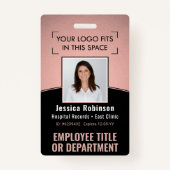 Werknemer Foto-ID streepjescode Logo Roze en zwart Badge (Voorkant)
