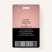 Werknemer Foto-ID streepjescode Logo Roze en zwart Badge (Achterkant)
