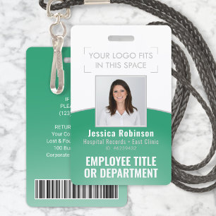 Werknemer Foto-ID-streepjescode Uw Logo Groene cur Badge