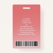 Werknemer Foto-ID streepjescode Uw Logo roze curve Badge (Achterkant)