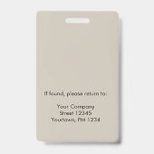 Werknemer Foto ID White Beige Badge (Back)