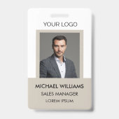 Werknemer Foto ID White Beige Badge (Front)