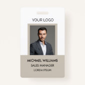 Werknemer Foto ID White Beige Badge (Voorkant)