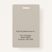 Werknemer Foto ID White Beige Badge (Achterkant)