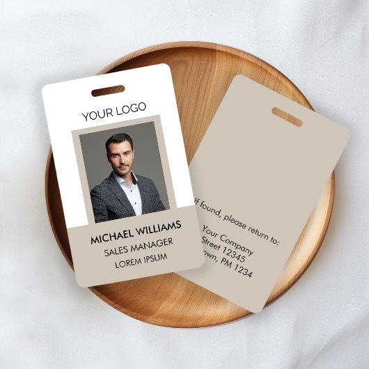 Werknemer Foto ID White Beige Badge