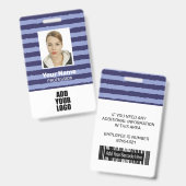 Werknemer foto logo & barcode blauwe strepen badge (Voor- en achterkant)