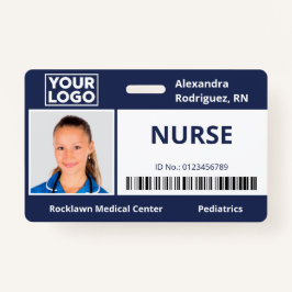 Werknemer Foto Logo Barcode Navy Blue Hospital ID Badge