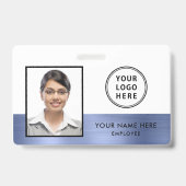 Werknemer Foto Logo Blue Metallic Badge (Voorzijde)