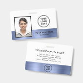 Werknemer Foto Logo Blue Metallic Badge (Voor- en achterkant)