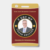 Werknemer Foto Logo Covid Vaccinated Custom Badge (Achterkant)