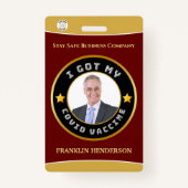 Werknemer Foto Logo Covid Vaccinated Custom Badge (Voorkant)