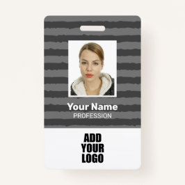 Werknemer Foto Logo en streepjescode grijze stripe Badge