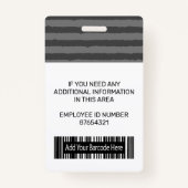 Werknemer Foto Logo en streepjescode grijze stripe Badge (Achterkant)