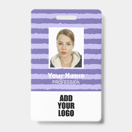 Werknemer Foto Logo en streepjescode Paarse Stripe Badge