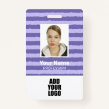 Werknemer Foto Logo en streepjescode Paarse Stripe
