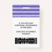 Werknemer Foto Logo en streepjescode Paarse Stripe Badge (Achterkant)