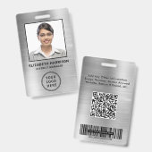 Werknemer Foto Logo QR Bar Codes Silver Badge (Voor- en achterkant)