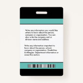 Werknemer Foto Naam ID Card Bar Code Logo Aangepas Badge (Achterkant)