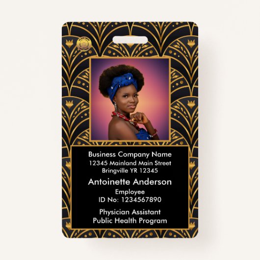 Werknemer Foto Name Logo Bar Code Business Badge (Voorkant)