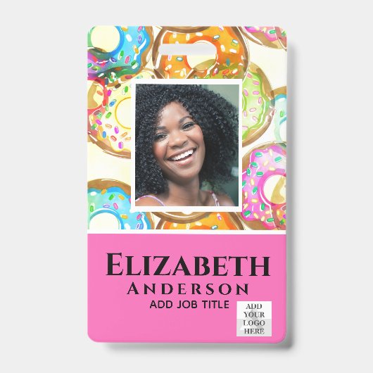 WERKNEMER FOTO PAS QR Code Barcode Baker Donuts Badge (Voorzijde)