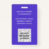 WERKNEMER FOTO PAS QR Code Barcode Baker Donuts Badge (Achterkant)