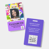WERKNEMER FOTO PAS QR Code Barcode Kinderen Monste Badge (Voor- en achterkant)