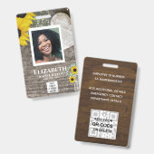 WERKNEMER FOTO PAS QR Code Streepjescode Zonnebloe Badge (Voor- en achterkant)
