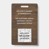 WERKNEMER FOTO PAS QR Code Streepjescode Zonnebloe Badge (Achterkant)