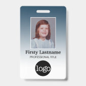 Werknemer - Foto, streepjescode, logo, naamgradiën Badge (Voorzijde)