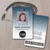 Werknemer - Foto, streepjescode, logo, naamgradiën Badge