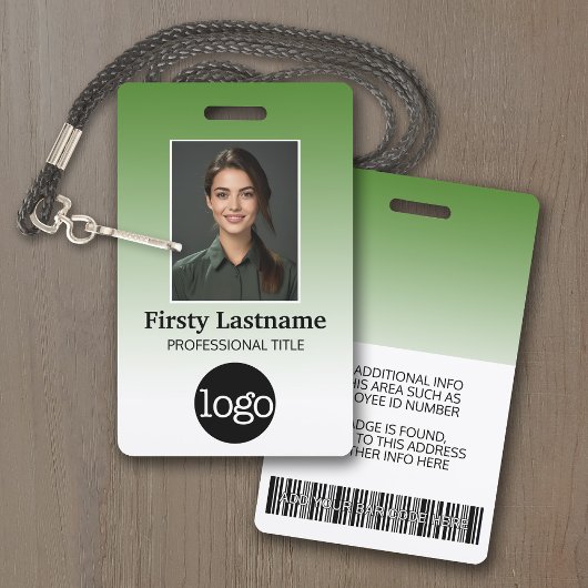 Werknemer - Foto, streepjescode, Logo, naamverloop Badge