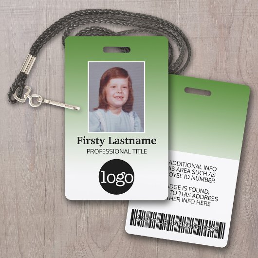 Werknemer - Foto, streepjescode, Logo, naamverloop Badge