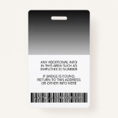 Werknemer - Foto, streepjescode, Logo, naamverloop Badge (Achterkant)