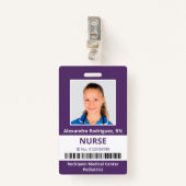 Werknemer Foto streepjescode Paars White Medical I Badge (Voorkant met clip)