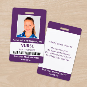 Werknemer Foto streepjescode Paars White Medical I Badge