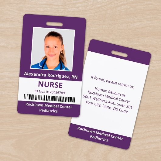 Werknemer Foto streepjescode Paars White Medical I Badge
