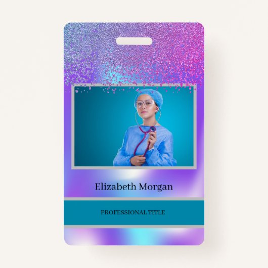 Werknemer Foto Trendy Diamonds Holographic Badge (Voorkant)