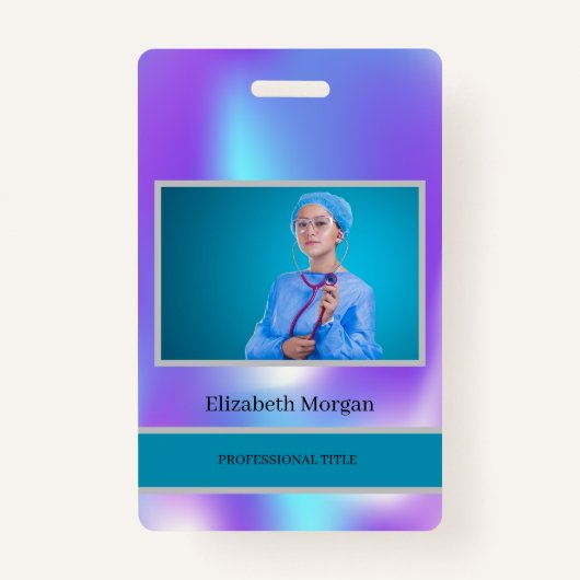 Werknemer Foto Trendy Holographic Badge (Voorkant)