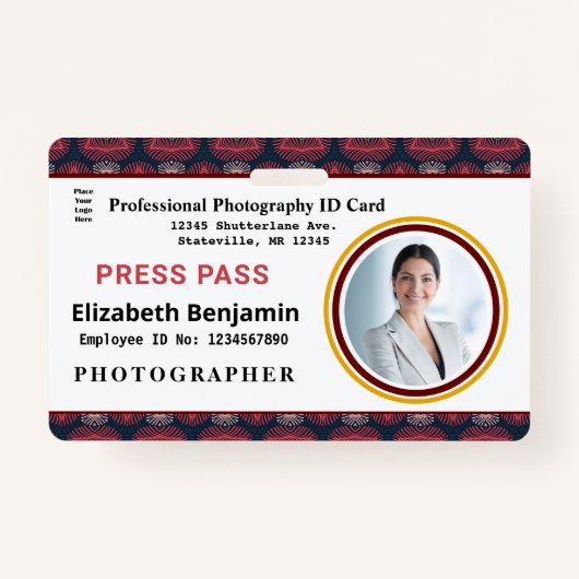 Werknemer Fotobalk Code Aangepaste naam Badge (Voorkant)