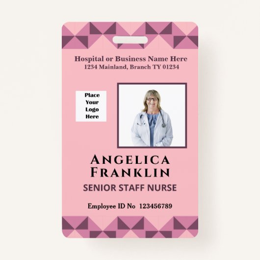 Werknemer Fotobalk Code Logo Naam Aangepaste kaart Badge (Voorkant)