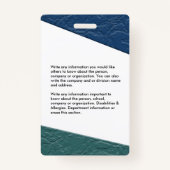 Werknemer Fotobalk Code Naam Aangepaste ID Badge (Achterkant)