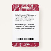 Werknemer Fotoidentificatie ID Aangepaste kaart Badge (Achterkant)