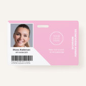 Werknemer Fotonaam Bedrijf logo Pink Security Badge (Voorkant)