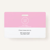 Werknemer Fotonaam Bedrijf logo Pink Security Badge (Achterkant)