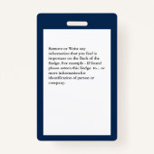 Werknemer Fotonaam ID Identificatiekaart Aangepast Badge (Achterkant)