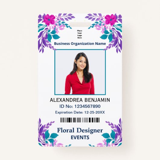 Werknemer Fotonaam ID Identificatiekaart Aangepast Badge (Voorkant)