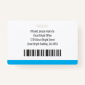 Werknemer Fotonaam Logo Bar Sky Blue White Badge (Achterkant)