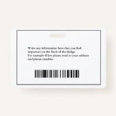 Werknemer Fotonaam Logo-streepjescode-ID personali Badge (Achterkant)