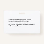 Werknemer Fotonaambalk Code Aangepast Badge (Achterkant)